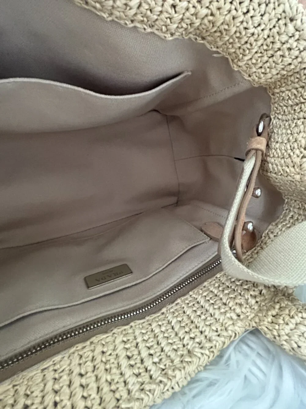 Prada Pom Pom Raffia Convertible Tote with Original Strap - Picture 6 of 16